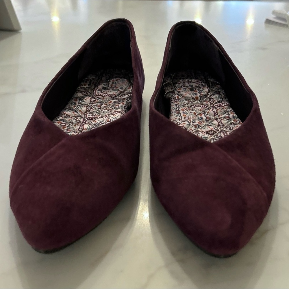 Birdies Goldfinch Mulberry Size 7.5 Ballet Flats Pointed Toe Suede EUC - Picture 4 of 15